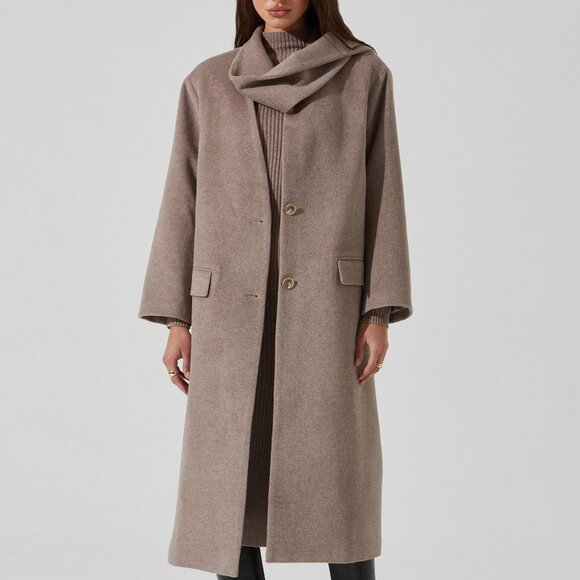NWT Astr the Label Londyn Coat Scarf Longline Taupe Small $248 on revolve - Picture 1 of 2